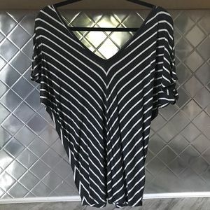 Tapered Gray and White Chevron/Striped T-shirt